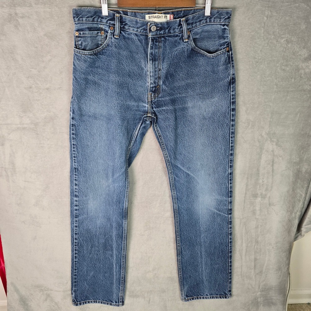 Y2K Levis 505 Straight Fit Jeans Mens 36x36 Blue Medium Wash Denim 100% Cotton